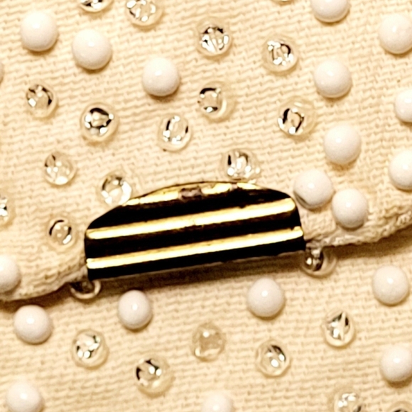 Vintage LUMURED Caviar Beadette Mirror / Coin Purse 1950s Crystal & Corde' - Picture 2 of 8